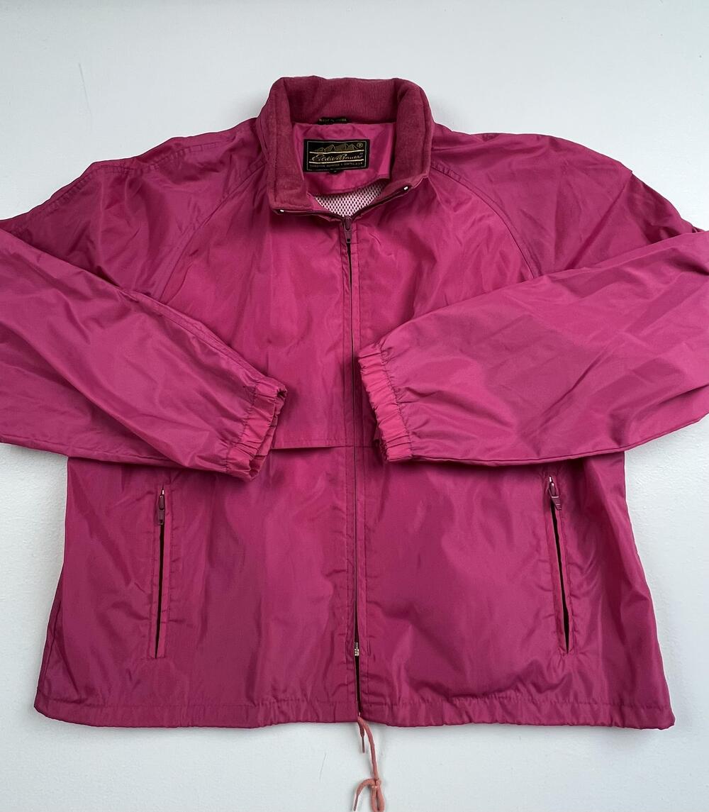 Vintage Eddie Bauer Jacket Womens Large Pink Nylon Windbreaker Full Zip